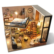 Load image into Gallery viewer, Cutebee DIY House Miniature with Furniture LED Music Dust Cover Model Building Blocks Toys for Children Casa De Boneca TD16
